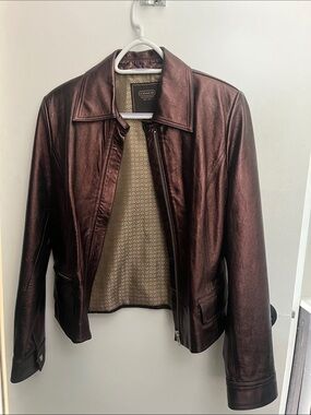 Leather coach jacket